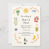 Invitation Mediterranean Boho Illustrated Wedding (Devant)