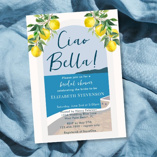 Invitation Mediterranean Coast Ciao Bella Réception de Mariag
