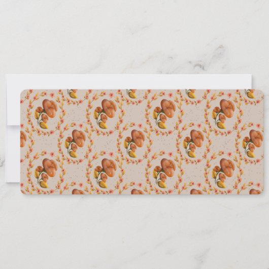 Invitation Mediterranean floral wreath pattern warm orange fl (Devant)