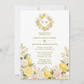 Invitation Mediterranean Flowers and Lemons Wedding Photo (Devant)