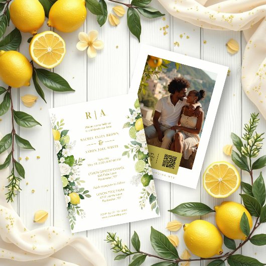 Invitation Mediterranean Fresh Lime Lemons & Flowers Garlands