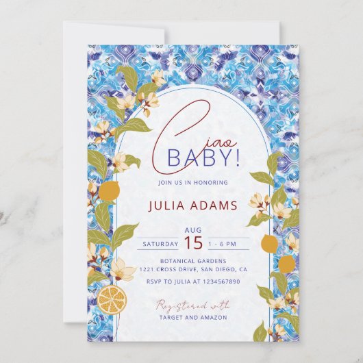Invitation Mediterranean Lemon Amalfi Coast Baby Shower (Devant)
