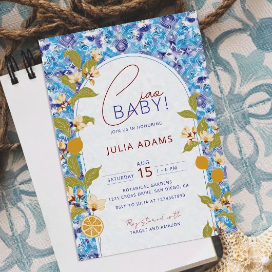 Invitation Mediterranean Lemon Amalfi Coast Baby Shower