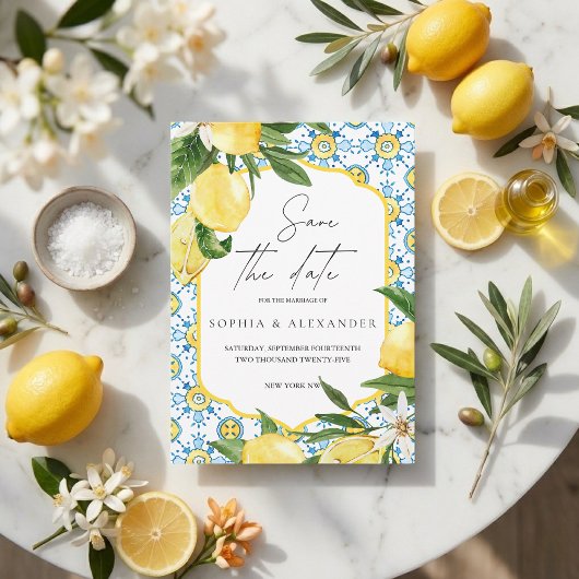 Invitation Mediterranean Lemon Save the Date | Italian Amalfi