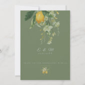 Invitation Mediterranean Lemon with QR Code | Olive Green (Dos)
