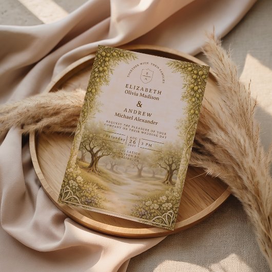 Invitation Mediterranean Olive Grove Countryside Wedding