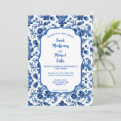 Invitation Mediterranean Portuguese Blue Tile Custom (Debout devant)