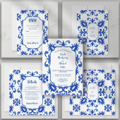 Invitation Mediterranean Portuguese Blue Tile Custom