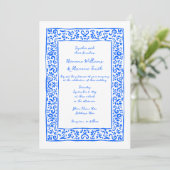 Invitation Mediterranean RSVP QR Hand Drawn Blue Wedding (Debout devant)