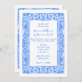 Invitation Mediterranean RSVP QR Hand Drawn Blue Wedding (Devant / Derrière)