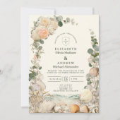 Invitation Mediterranean Seashell Botanical Wedding (Devant)