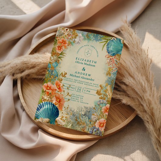 Invitation Mediterranean Seashell Elegance Wedding