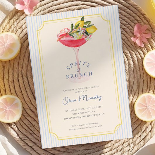 Invitation Mediterranean Spritz & Brunch Lemon Bridal Shower