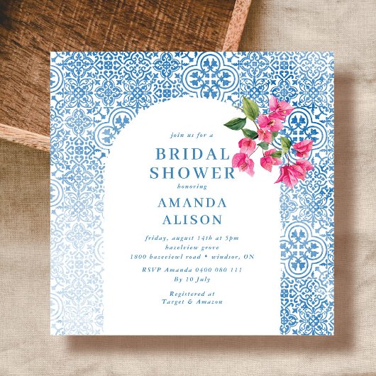 Invitation Mediterranean tile pattern Bridal Shower