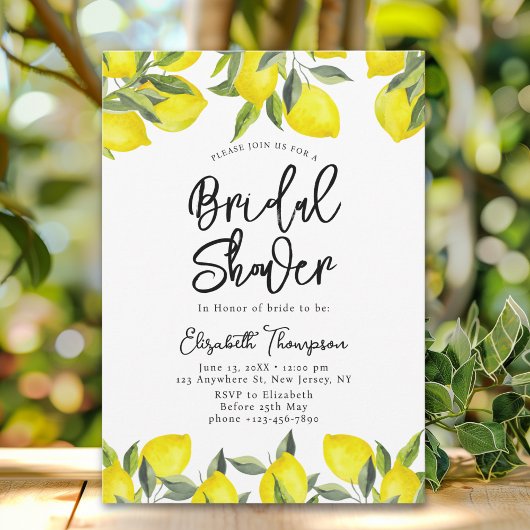 Invitation Mediterranean Yellow Lemon Bridal shower
