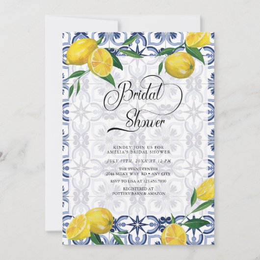 Invitation Méditerranée | Citron | FÊTE DES MARIÉES (Devant)