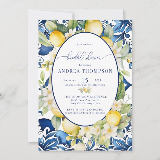 Invitation Méditerranée | Citrus citron | FÊTE DES MARIÉES (Devant)