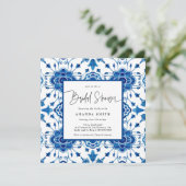 Invitation Méditerranée Italie Carreaux bleus Fête des mariée (Debout devant)