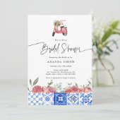 Invitation Méditerranée Italie Floral Fête des mariées rose (Debout devant)