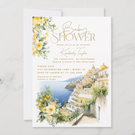 Invitation Méditerranée Italie Positano Baby shower italien (Devant)