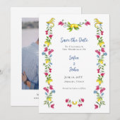 Invitation Méditerranée  Jardin Floral Save the Date (Devant / Derrière)