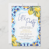 Invitation Méditerranée Majolica tuiles citrons fête d'annive (Devant)