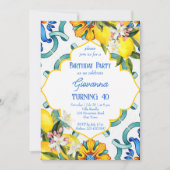 Invitation Méditerranée Majolica tuiles citrons fête d'annive (Devant)