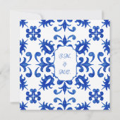 Invitation Méditerranée Portugais Bleu Détails du carrelage (Dos)