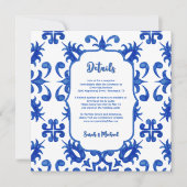 Invitation Méditerranée Portugais Bleu Détails du carrelage (Devant)