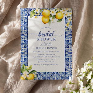Invitation Méditerranéen Bleu & Citrons Baby Shower de Mariag