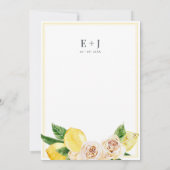 Invitation Méditerranéen été citron jaune clair Mariage (Dos)
