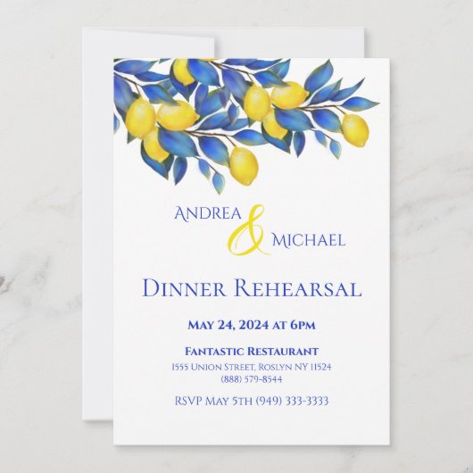 Invitation Méditerranéenne-Citrons- Dîner Mariage (Devant)