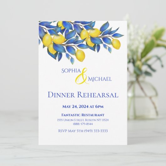 Invitation Méditerranéenne-Citrons- Dîner Mariage (Debout devant)