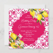 Invitation Méditerrannée Majolica magenta tuiles citron (Devant)