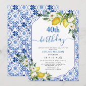 Invitation Méditerrannée Positano Citron Bleu (Devant / Derrière)