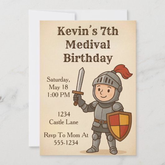 Invitation Medival Knight Birthday (Devant)