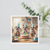Invitation Meerkats excités célébrant l'anniversaire avec du (Debout devant)