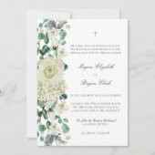 Invitation Megan Elégant Vert Mariage blanc catholique (Devant)