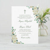 Invitation Megan Floral Aquarelle Mariage catholique (Debout devant)