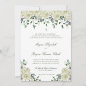 Invitation Megan White Roses et verdure Mariage catholique (Devant)