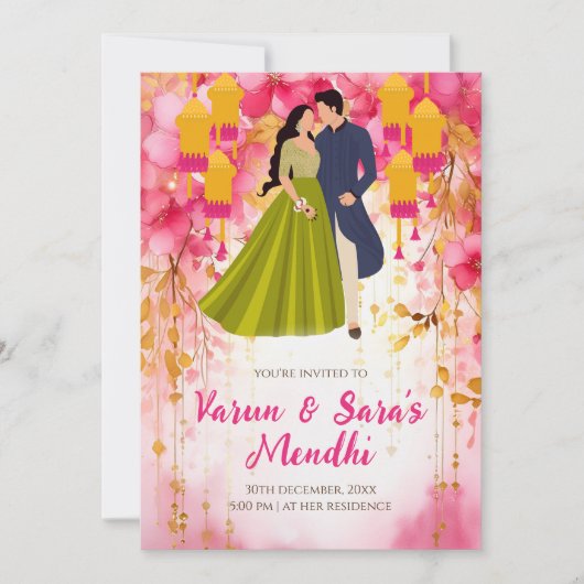 Invitation Mehendi invitation Digital Mehndi, Mehn (Devant)