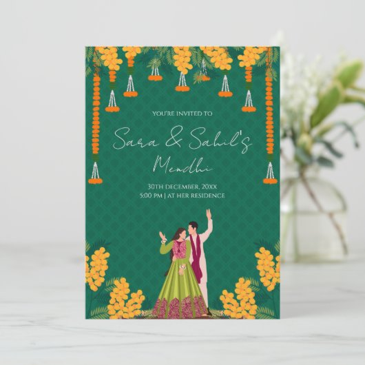 Invitation Mehendi invitation numérique Mehndi (Debout devant)