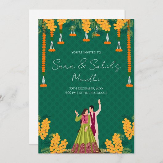 Invitation Mehendi invitation numérique Mehndi (Devant / Derrière)