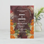 Invitation Mehendi Minimaliste Marron et Rouge (Debout devant)