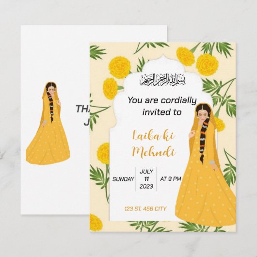 Invitation Mehndi (Devant / Derrière)