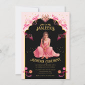 Invitation Mehndi Henna Soirée Soirée Pink Gold (Devant)