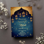 Invitation Mehndi Indian Arabian Design marocain nuit étoile<br><div class="desc">Mehndi / Sangeet Indian Arabian style motif design noir turquoise bleu couleur invitation modèle instantané téléchargement.</div>