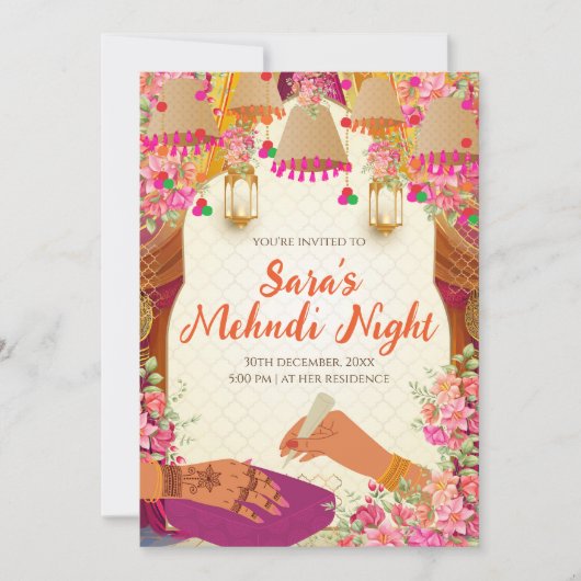 Invitation Mehndi & Invitation numérique Mehendi (Devant)