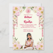 Invitation Mehndi mariage indien mariée mignonne en ivoire ro (Devant)
