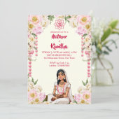 Invitation Mehndi mariage indien mariée mignonne en ivoire ro (Debout devant)